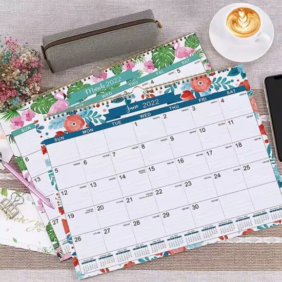 Custom spiral wall calendar for home and office use