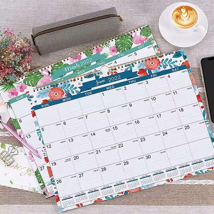 Custom spiral wall calendar for home and office use