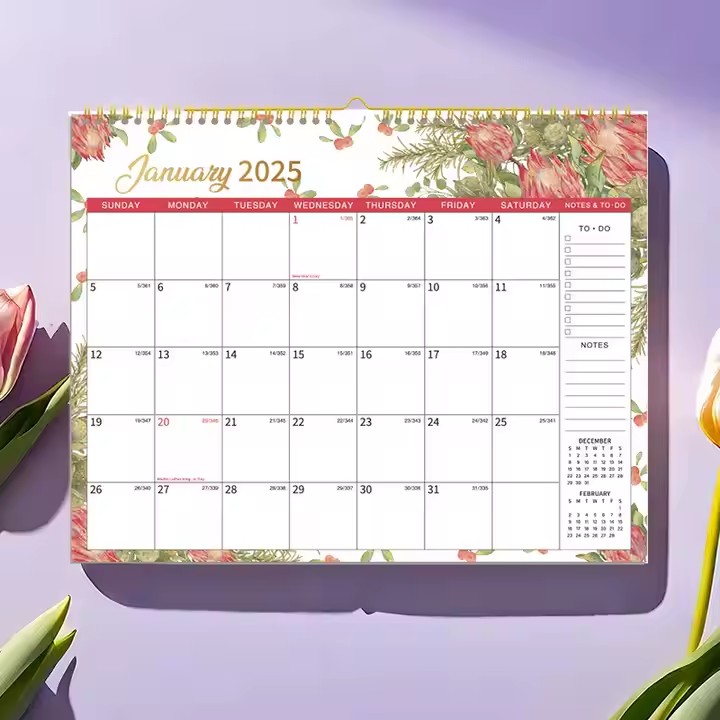 Custom spiral wall calendar for home and office use