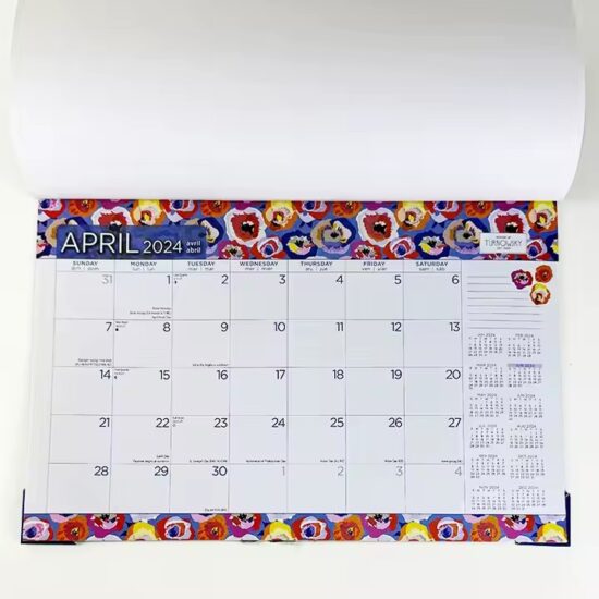 Custom spiral wall calendar for home and office use