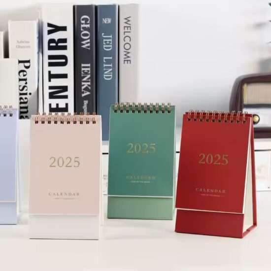 Writable flip desktop calendar for office scheduling and notes
