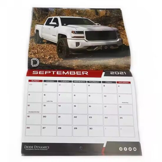 High-quality custom English wall calendar with modern design