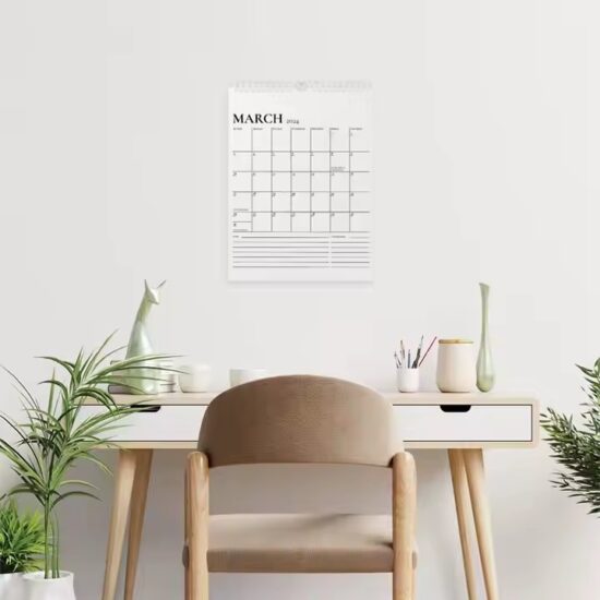 High-quality custom English wall calendar with modern design
