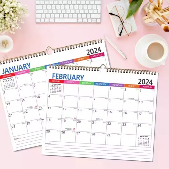 Custom printed corporate advertising calendar with logo