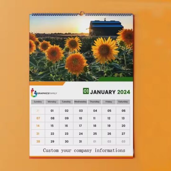 Custom printed corporate advertising calendar with logo