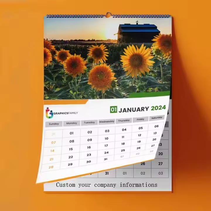 Custom printed corporate advertising calendar with logo