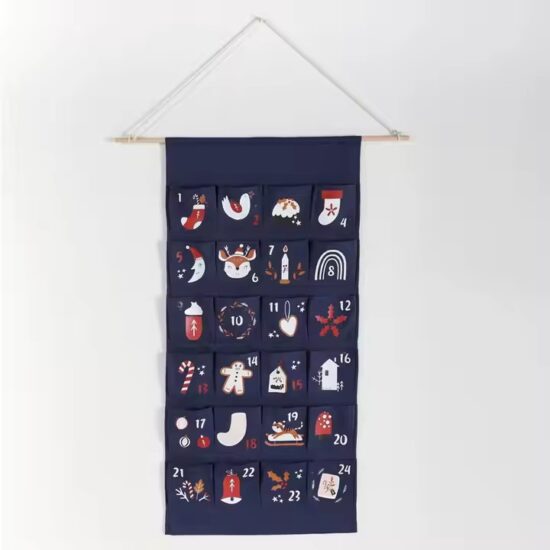 High-quality fabric Christmas advent calendar with 24 countdown pockets