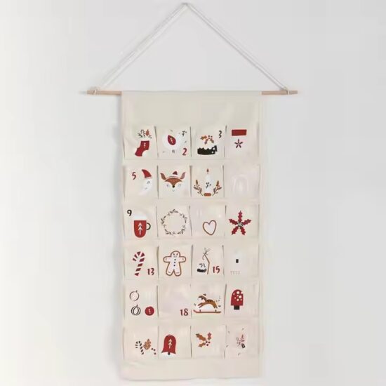High-quality fabric Christmas advent calendar with 24 countdown pockets
