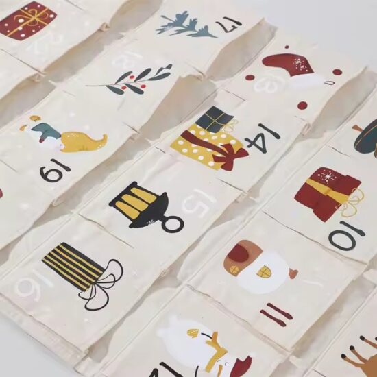 High-quality fabric Christmas advent calendar with 24 countdown pockets