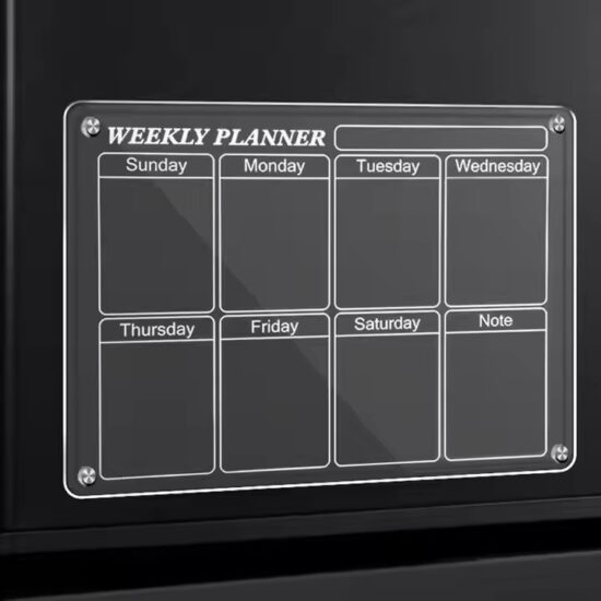 Transparent acrylic magnetic dry erase calendar board for refrigerator or office