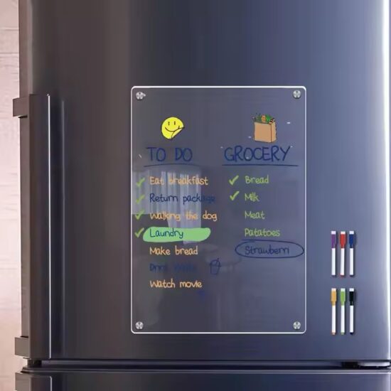 Transparent acrylic magnetic dry erase calendar board for refrigerator or office