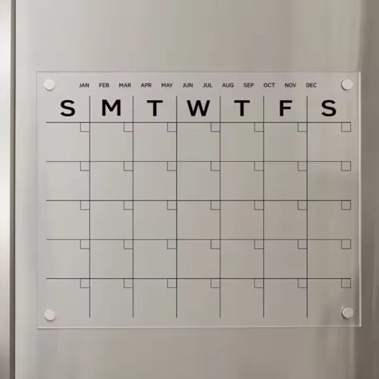 Custom indoor weekly magnetic fridge calendar planner with dry erase surface
