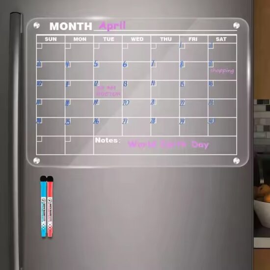 Custom indoor weekly magnetic fridge calendar planner with dry erase surface