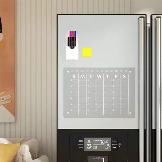 Custom indoor weekly magnetic fridge calendar planner with dry erase surface