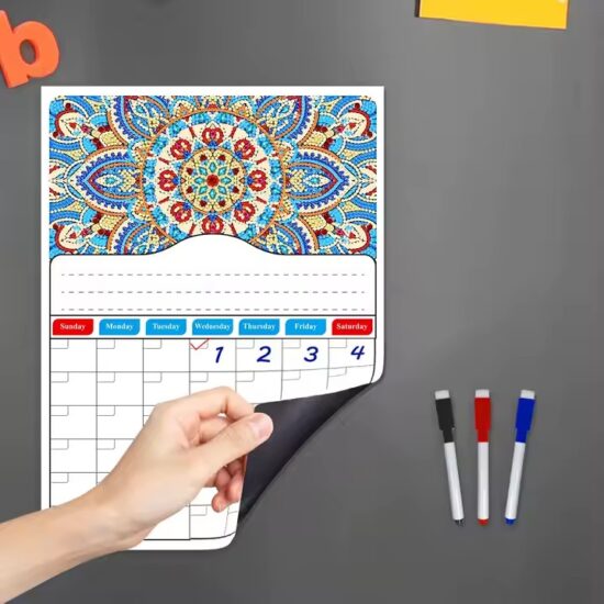 Custom printed magnetic dry erase planning calendar for fridge and wall use