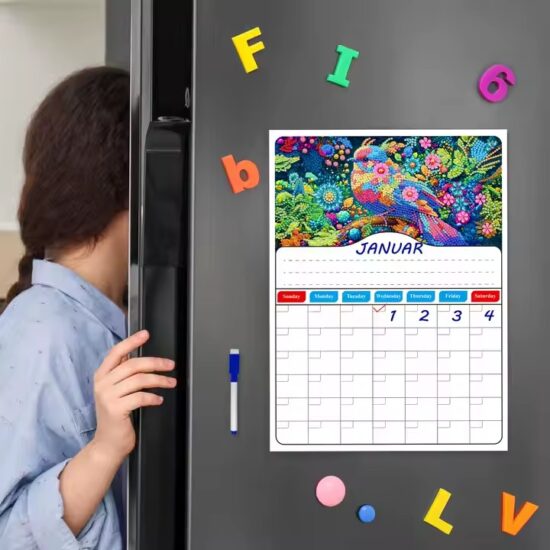 Custom printed magnetic dry erase planning calendar for fridge and wall use