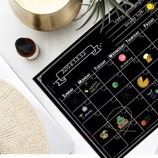 Magnetic dry erase whiteboard calendar for fridge with customizable design