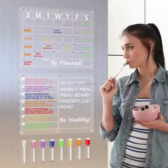 Custom monthly dry erase magnetic fridge calendar for home use