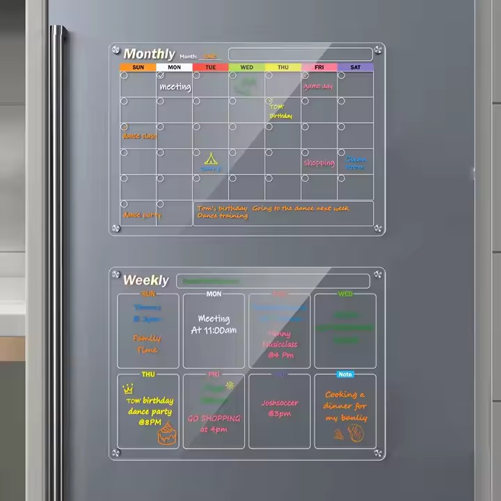 Custom monthly dry erase magnetic fridge calendar for home use