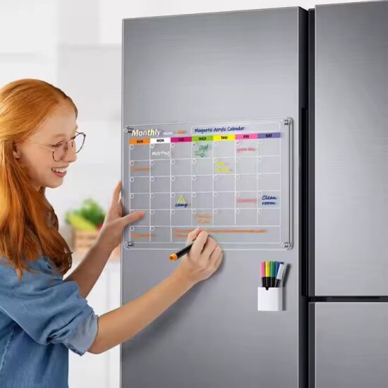 Custom monthly dry erase magnetic fridge calendar for home use