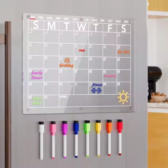 Custom monthly dry erase magnetic fridge calendar for home use