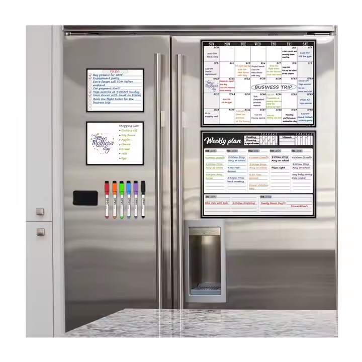 Custom dry erase magnetic fridge calendar whiteboard with weekly layout