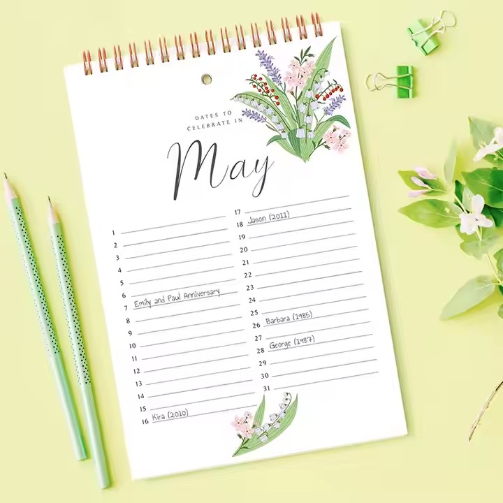 Minimalist custom office wall calendar for date planning