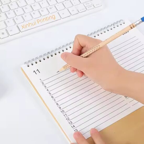 Eco-friendly paper desk calendar with minimalist design
