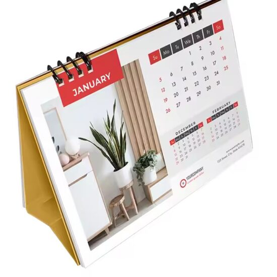 Eco-friendly paper desk calendar with minimalist design