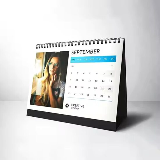 Eco-friendly paper desk calendar with minimalist design