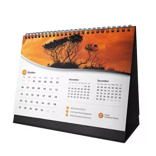 Eco-friendly paper desk calendar with minimalist design