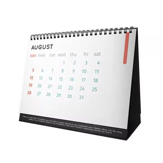 Eco-friendly paper desk calendar with minimalist design
