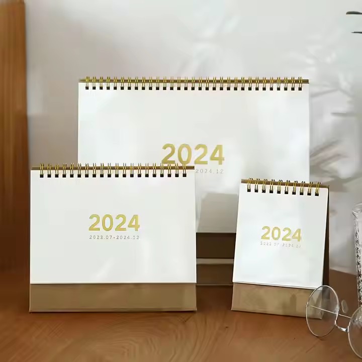 Eco-friendly paper desk calendar with minimalist design