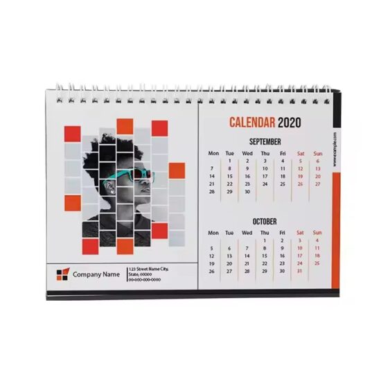 Eco-friendly paper desk calendar with minimalist design