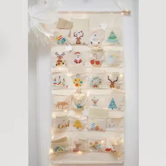 Custom Canvas Hanging Kids Pocket Calendar with Gift Pouches