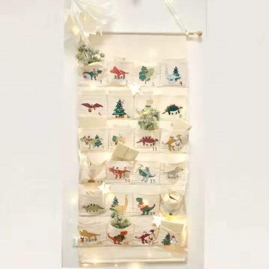 Custom Canvas Hanging Kids Pocket Calendar with Gift Pouches