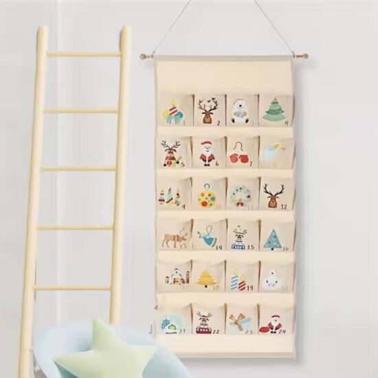 Custom Canvas Hanging Kids Pocket Calendar with Gift Pouches