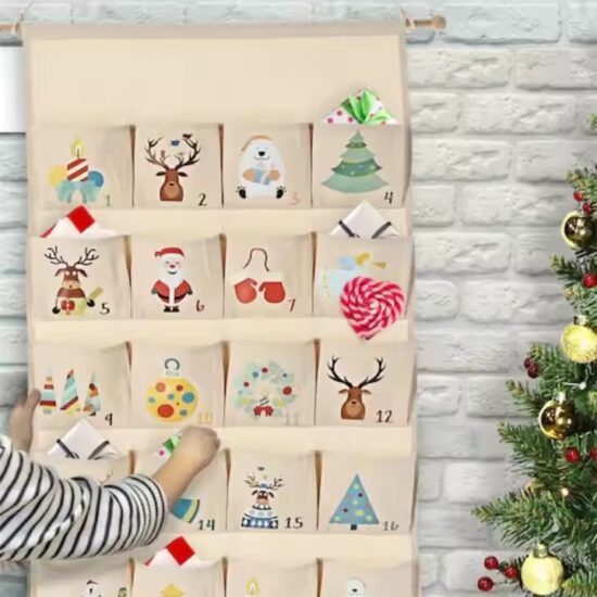 Custom Canvas Hanging Kids Pocket Calendar with Gift Pouches