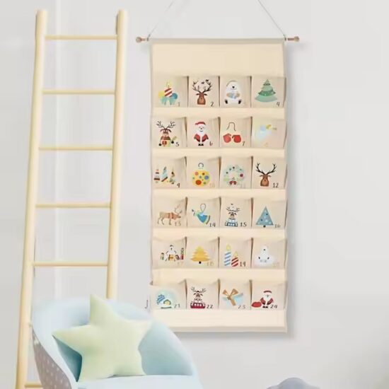 Custom hanging pocket storage calendar organizer with multiple compartments
