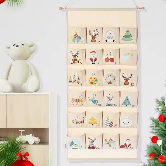 Custom hanging pocket storage calendar organizer with multiple compartments