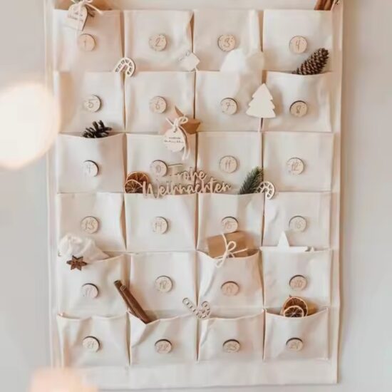 Custom hanging pocket storage calendar organizer with multiple compartments