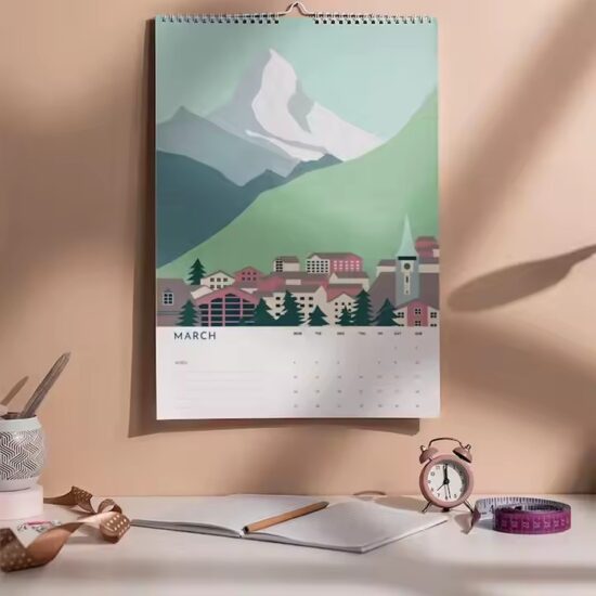 Custom full-color daily wall calendar for business or office use