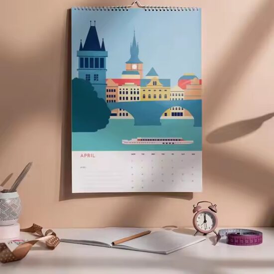 Custom full-color daily wall calendar for business or office use