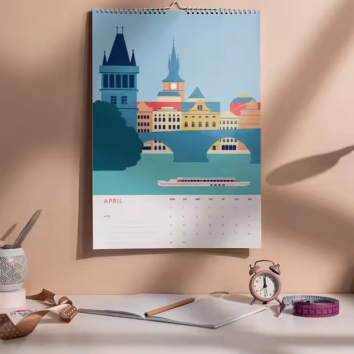Custom full-color daily wall calendar for business or office use
