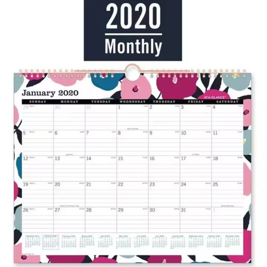 Custom spiral wall calendar with full-color printing