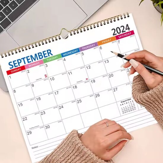 Custom spiral wall calendar with full-color printing