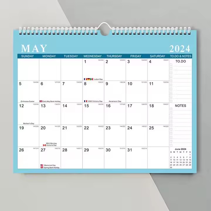 Custom spiral wall calendar with full-color printing