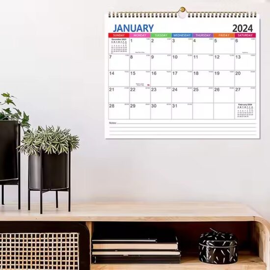 Custom spiral wall calendar with full-color printing