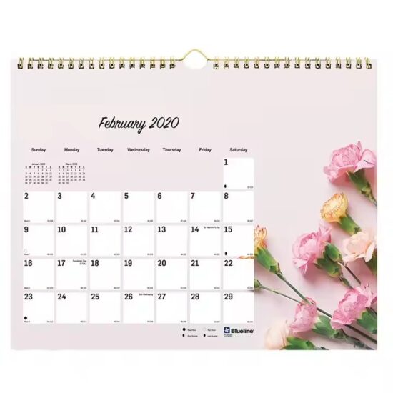 Custom spiral wall calendar with full-color printing