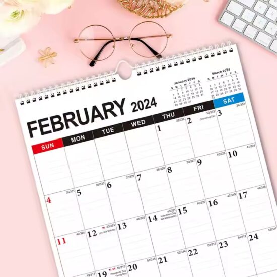 Custom monthly planner poster calendar for office or business wall use